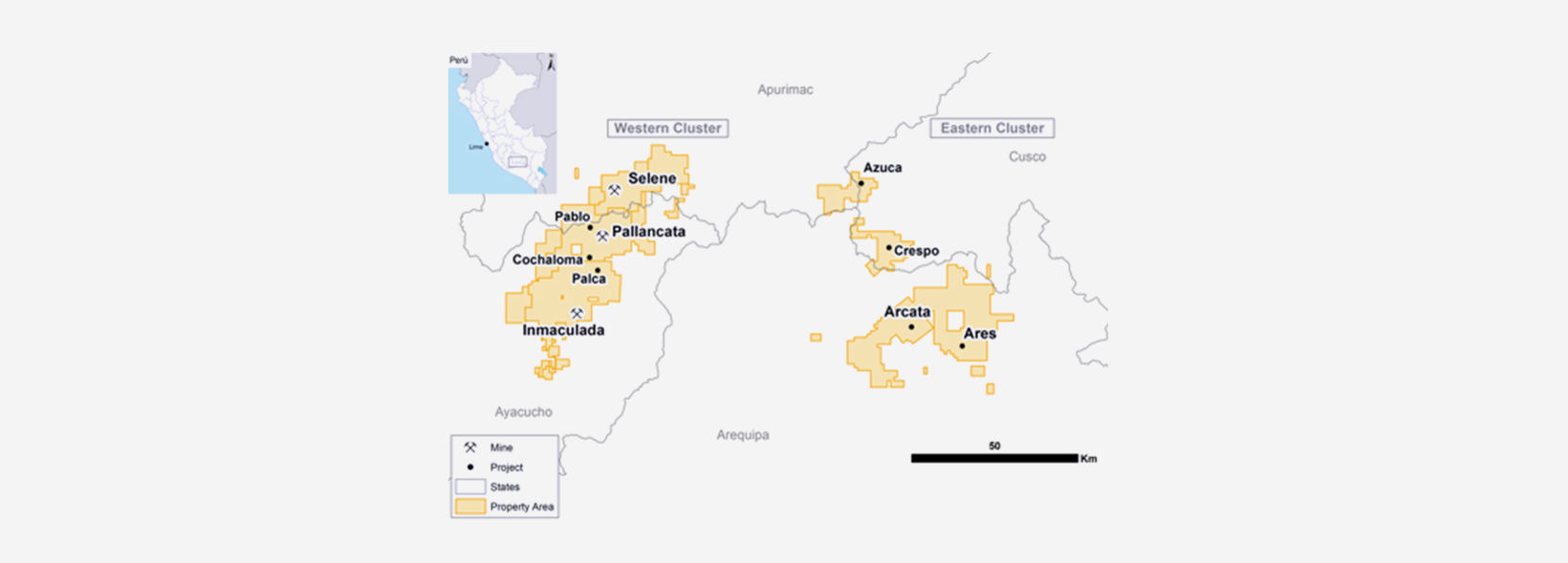 Integrated map of Hochschild Operations and Projects in Peru